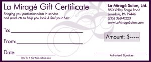 gift certificates hair salon nail salon lansdale montgomery county pa